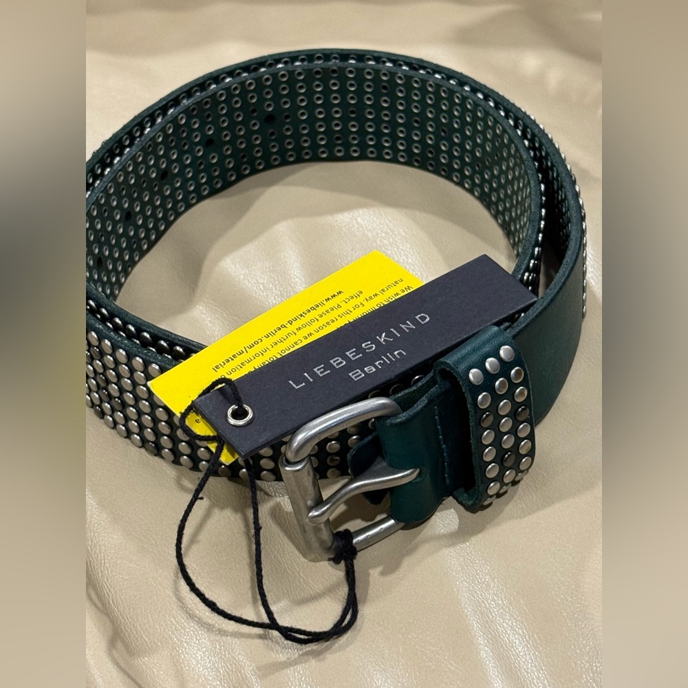 Liebeskind  NWT deep green leather and metallic studded belt - Picture 3 of 8